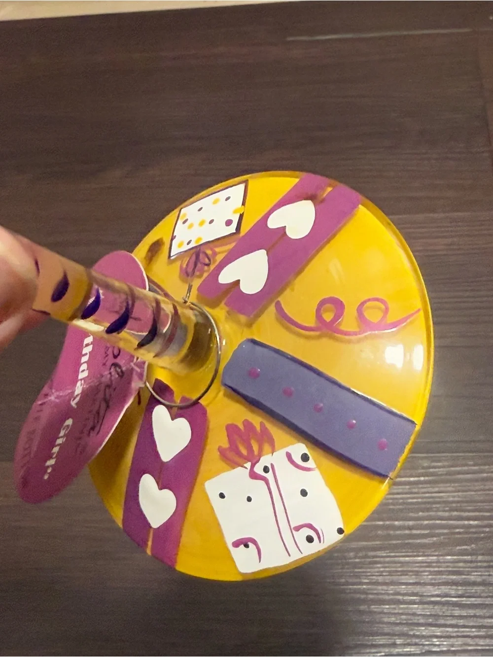 Lolita Hand-Painted Birthday Martini Glass in Pink, Yellow & Purple